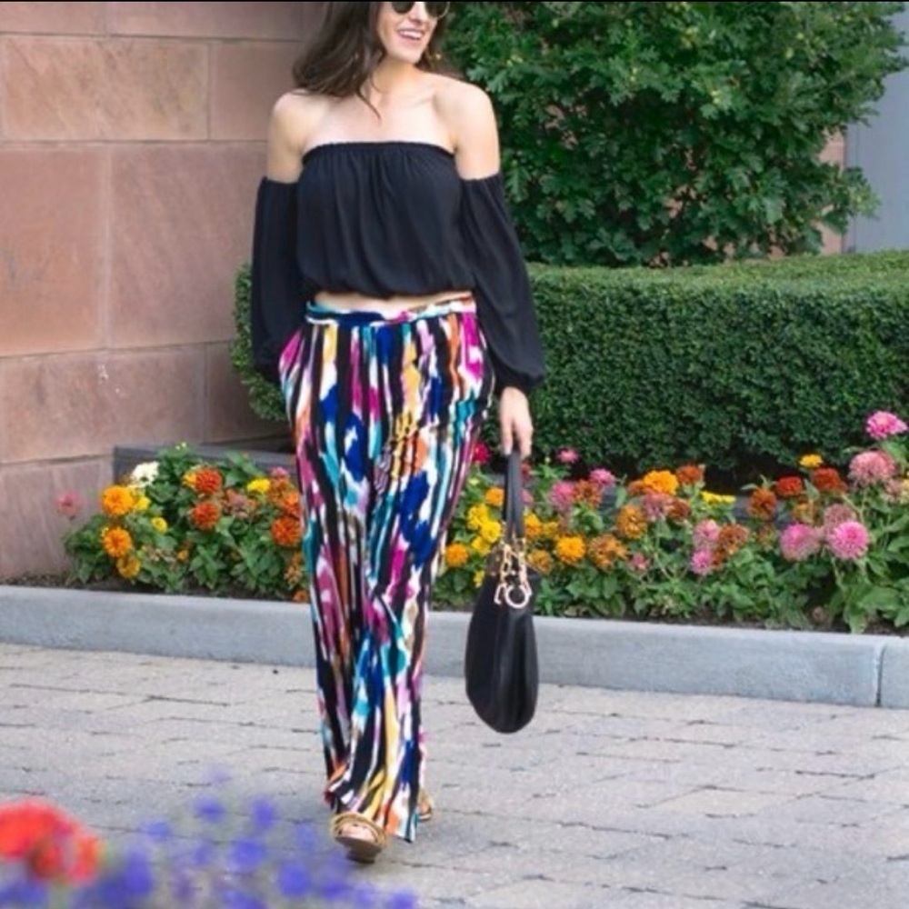 Trina Turk INC Icat Multicolor Retro Wide Leg Pants Size Large